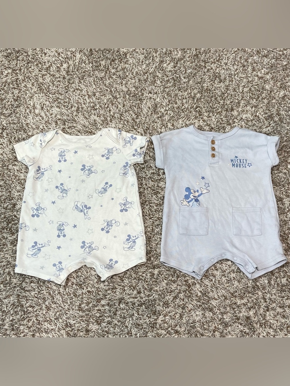 DISNEY Mickey Mouse Romper 2pk Baby Boy Size 3-6M